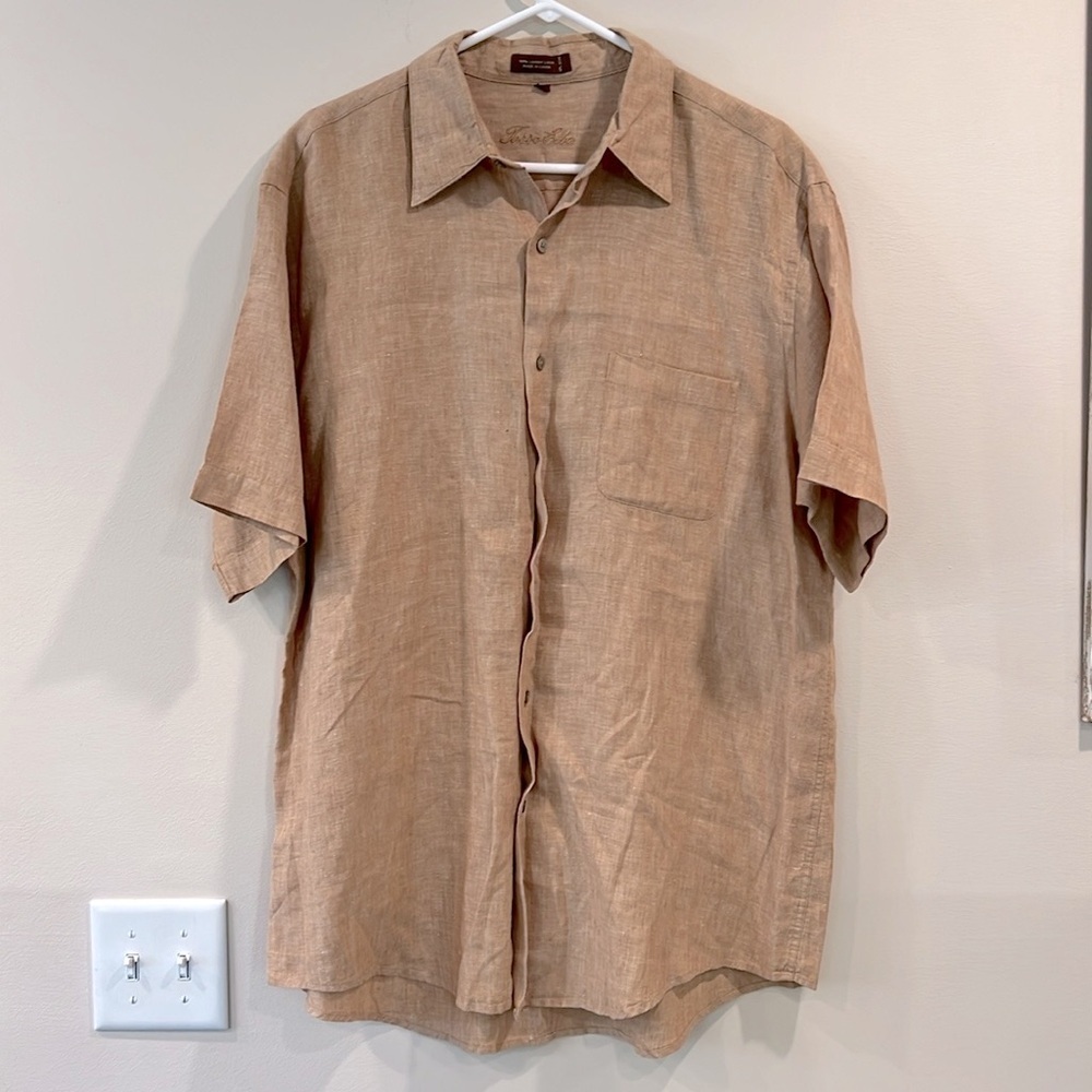 🔥Tasso Elba Men's Tan Short Sleeve Shirt🔥